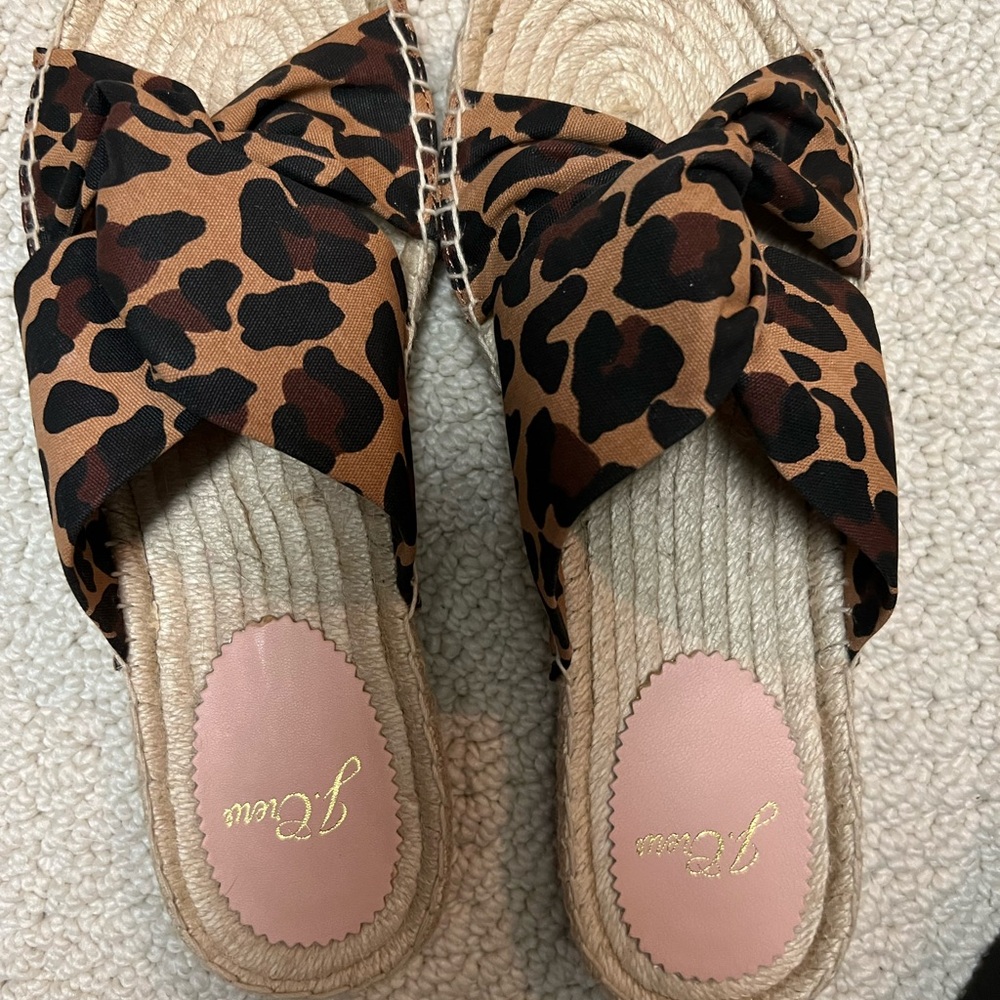 J Crew Leopard Print Espadrille Sandals